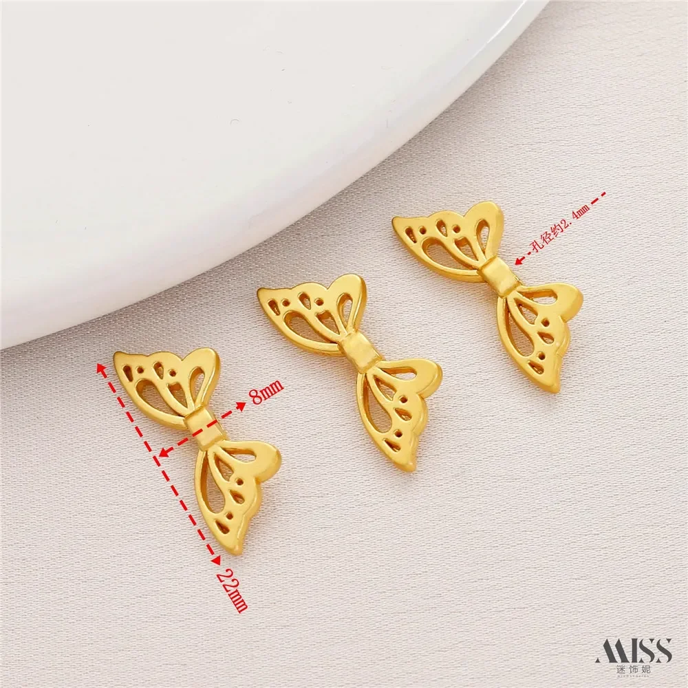 Matte Gold 18K Color Four-sided Peach Blossom Butterfly Bead Spacer Zakiram Wing Over Coil Running Ring DIY Jewelry Accessories