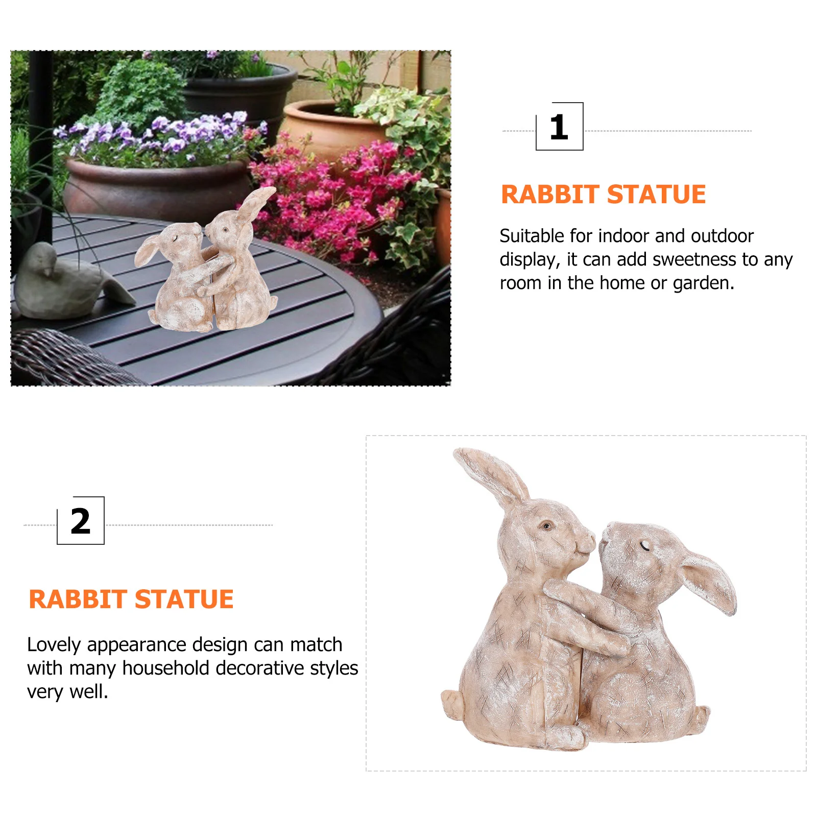 

2pcs Couple Embrace Statue Adorable Rabbit Figurines Decorative nament Lovely Bunny Sculpture Gift Ideas