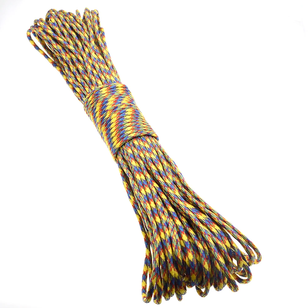 1Pcs 100FT 550 Paracord Parachute Cord Lanyard Mil Spec Type III 7 Strand Core For Climbing Camping Buckles Bracelet