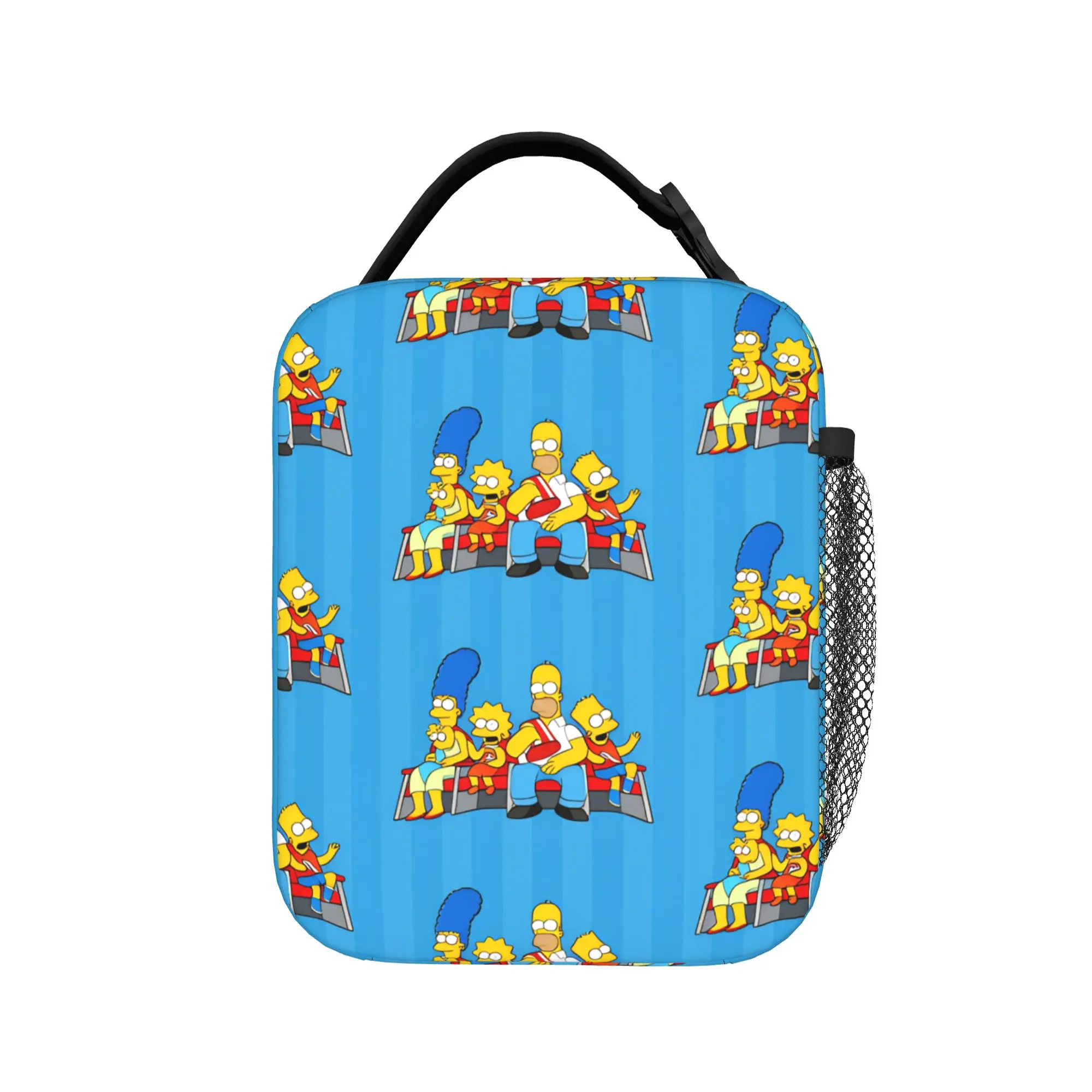 Fun S-Simpsons Family Cartoon Pattern Lunch Bag Leisure Lunch Box For Child Portable Insulated Cooler Bag Oxford Tote Food Bags
