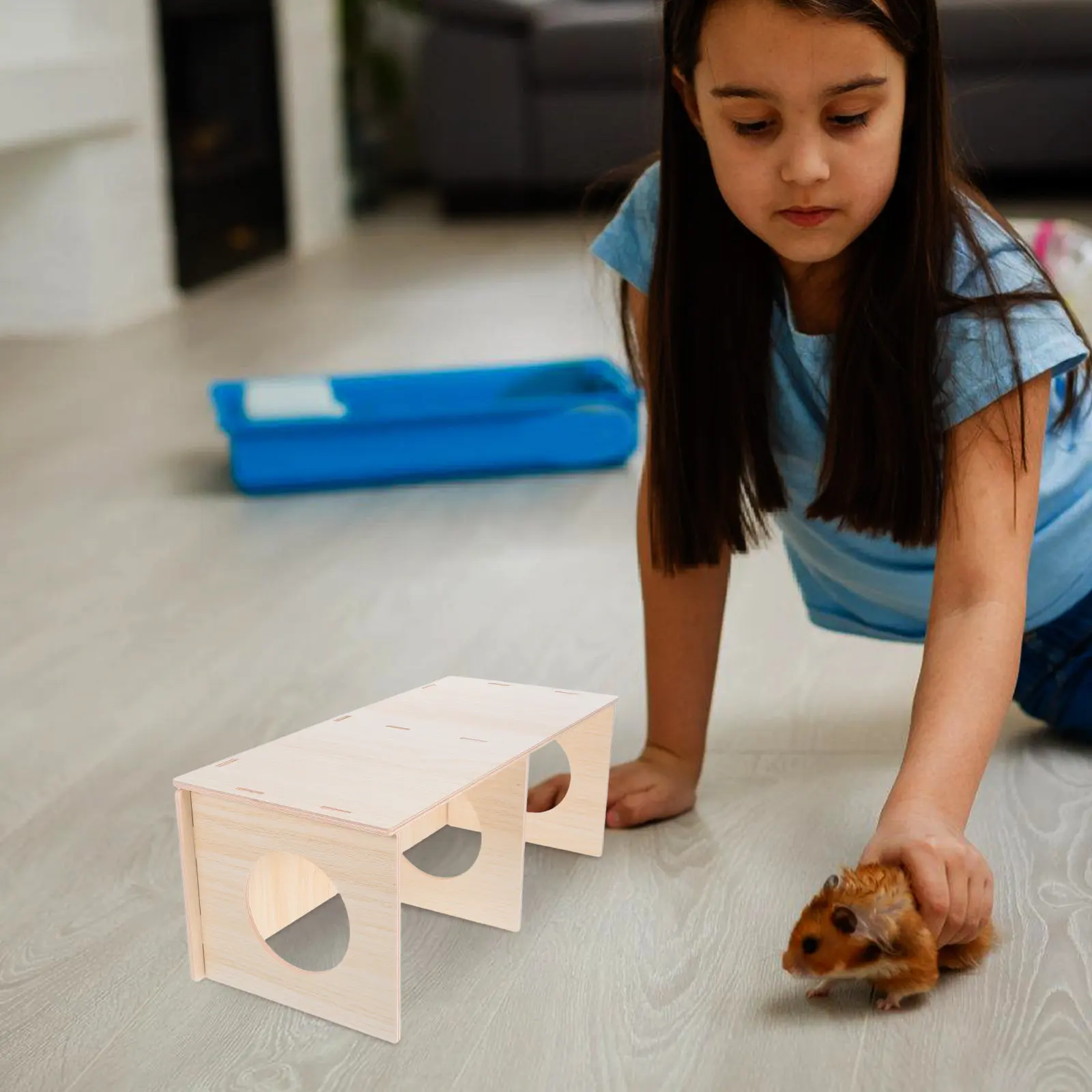 Multi-Chamber Wooden Hamster Hideout for Small Pets Natural Solid Wood DIY Assembly Maze Nest Bedroom Shelter Small Animal