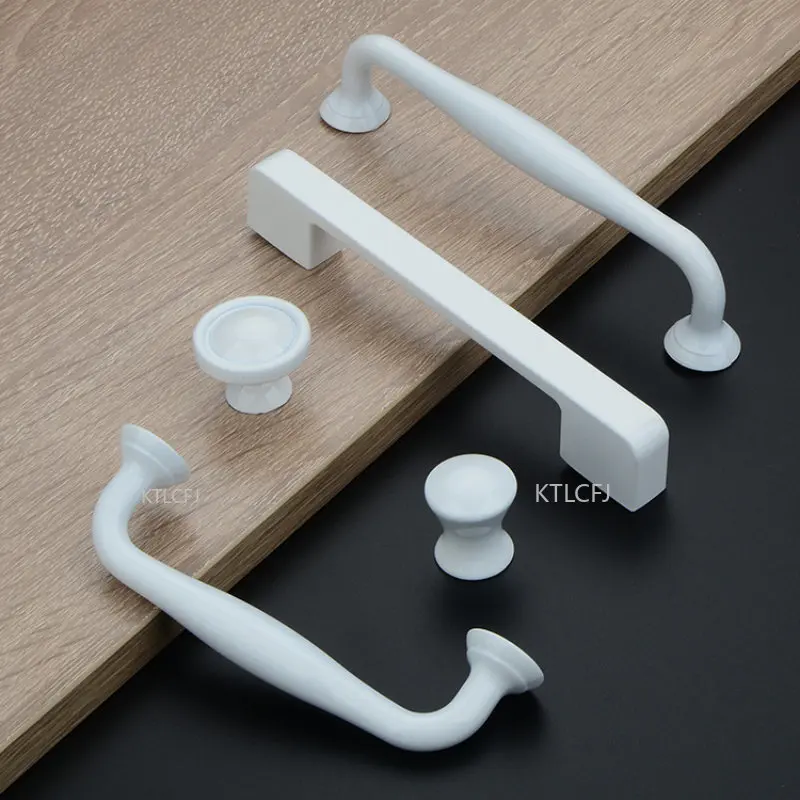 

White Cupboard Handle Brushed Kitchen Cabinet Door Knob Furniture Drawer Pull Hardware Pulls T-Bar Handle