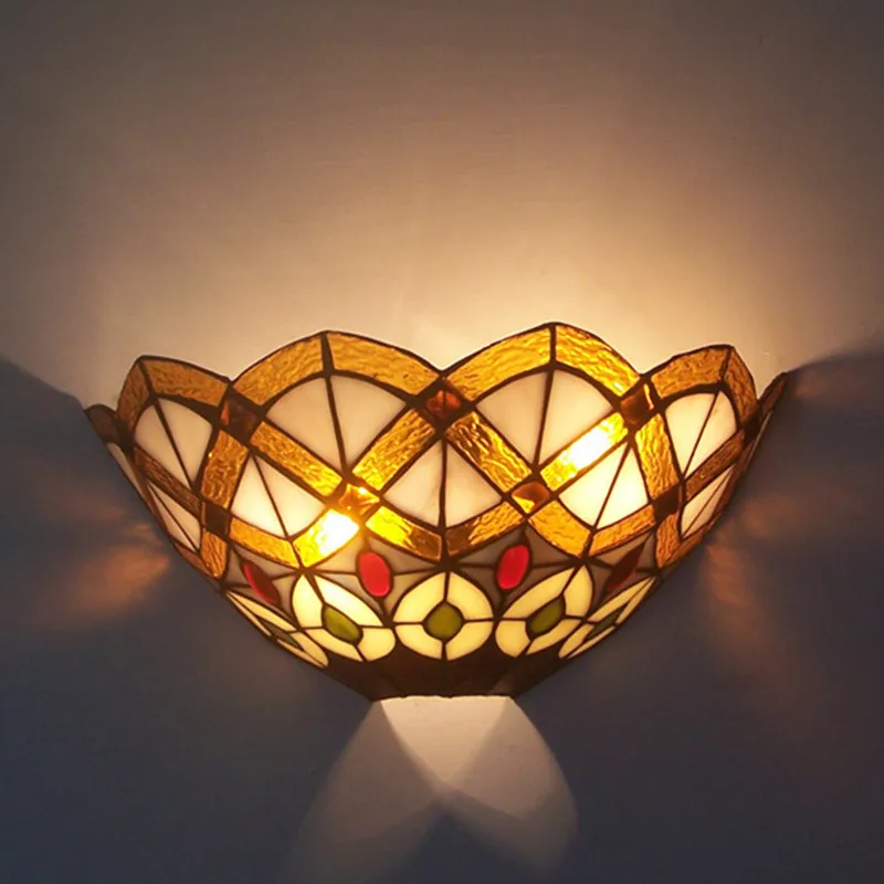 Retro Pastorale Stained Glass Tiffany Hotel Restaurant Cafe Gang Gangpad Slaapkamer Bed Led Wandlampen