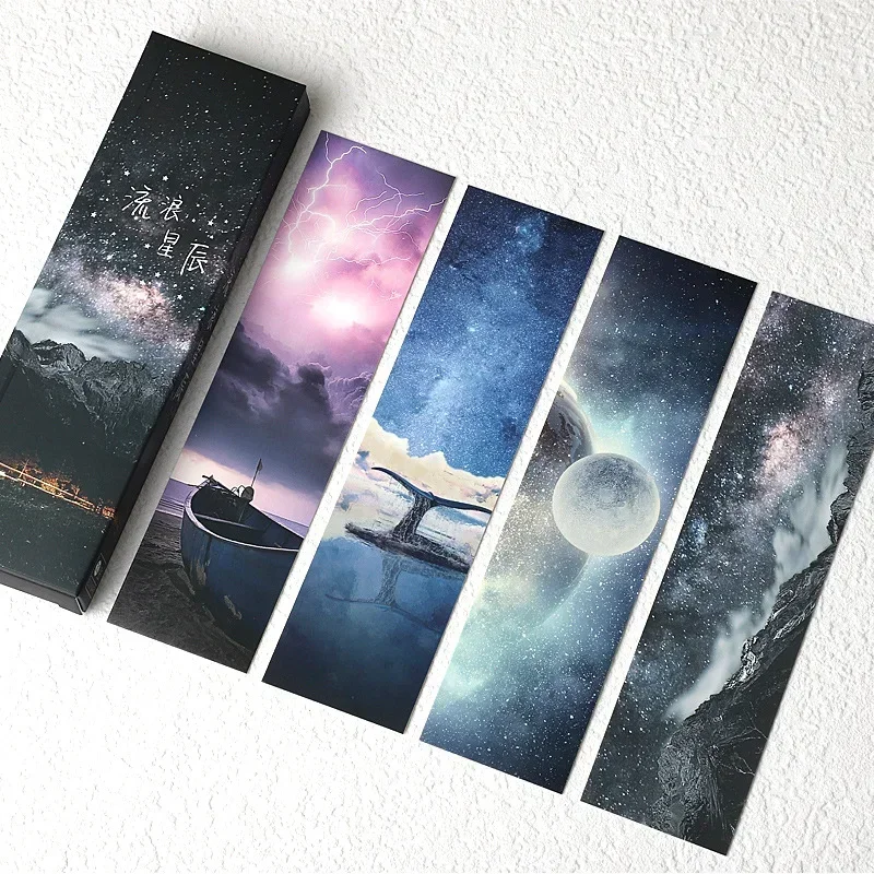 30sheet/set Creative Bookmark Moon Sky Ocean Landscape Bookmarks for Books Anime City View Scrapbook Bookmark Student Supplies