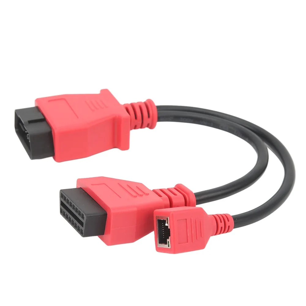 Red OBD2 Y Splitter Cable ABS OBD Male to OBD Female RJ45 ENET Programming Splitter Vehicle Programming Y Cable