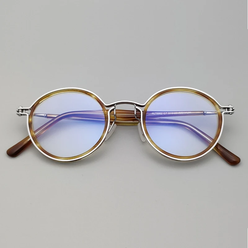 

Luxury Retro Steampunk Acetate Titanium Computer Glasses round Prescription Eyewear Frames for Men And Women Eyeglass frames