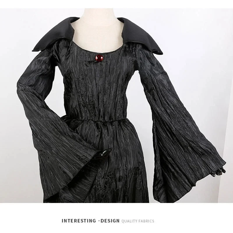 Disfraces de Halloween 2026 para mujer, disfraz de Maléfica, vestido negro de bautizo para mujer, 60SGC