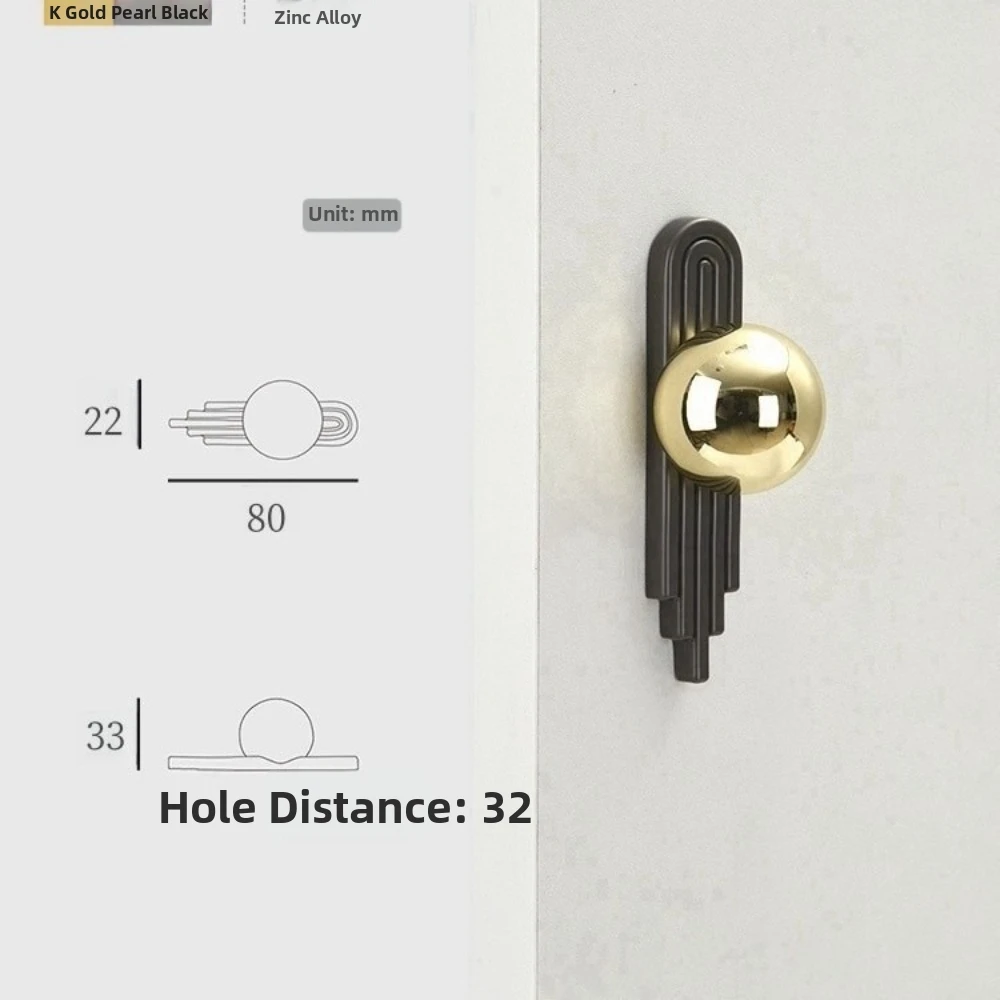 New Light Luxury Wardrobe Cabinet Handle Modern Minimalist Drawer Handle Gold French Style Bedside Table Handle