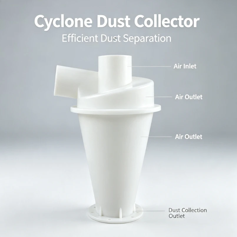 Large Spiral Cyclone Dust Separator Collector, Industrial Woodworking Vacuum Dust Extractor for Engraving & Planer Machine