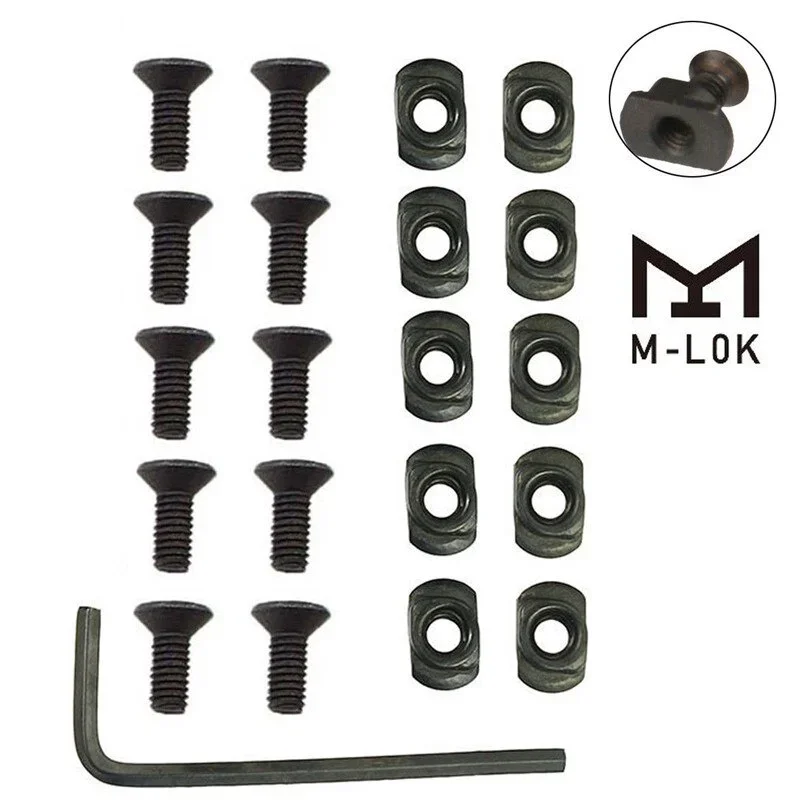 Acciaio tattico 21 pz Keymod Mlok Viti e Dadi Set di Relacement per la Caccia Airsoft Accessorio Keymod MLOK Paramani Sezione Binario