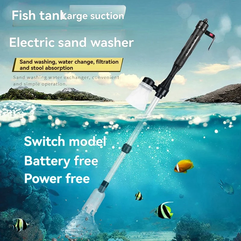 AT51-Aquarium Electric Water Changer Siphon,กรวดทําความสะอาดปั๊มกรอง,น้ําที่มีประสิทธิภาพเปลี่ยนเครื่องมือทําความสะอาดสําหรับถังปลา