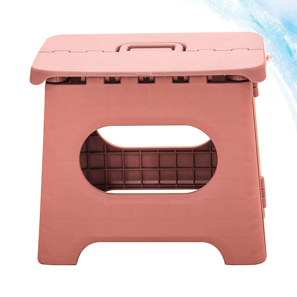 1pc Small Foldable Stool Lightweight Plastic Portable Home Bathroom Use Space Saving Round Edge Safe Design Pink
