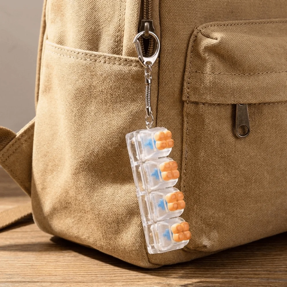 Cartoon 4-Key Bread Keychain Simulation Food Dessert Shape Food Miniature Fidget Keycap Finger Button Funny