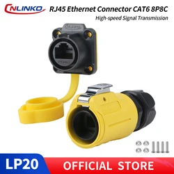 CNLINKO LP20 PBT Plastic IP68 Waterproof RJ45 Cable Signal Connector CAT6 Panel Mount Socket Plug Network Ethernet Interface