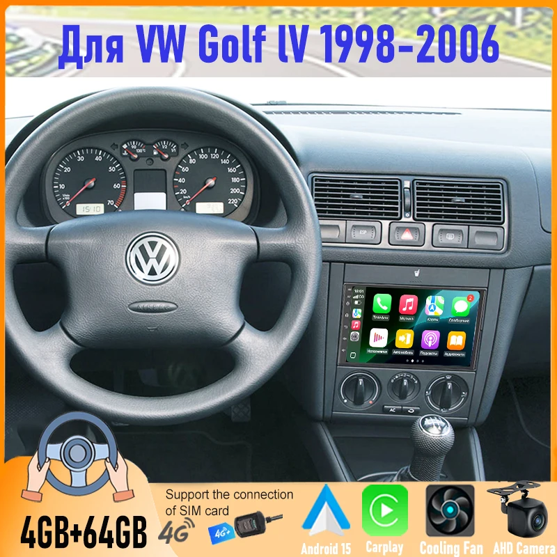 

7'' For VW Golf lV 1998-2006 Car Radio Android 15 GPS Navi Carplay Apple Android Bluetooth Camera Google Map FM Head Unit