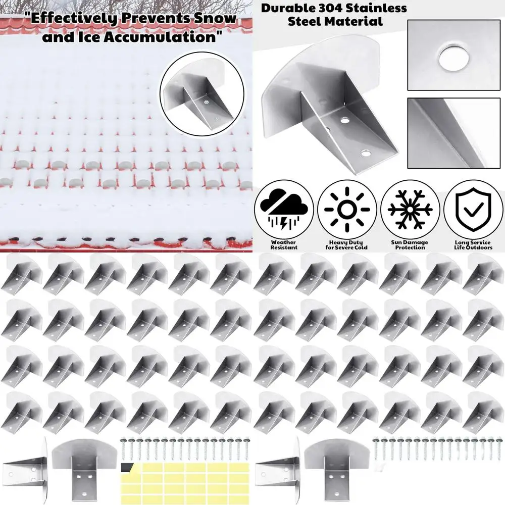 

25 Pack Stainless Steel Roof Snow Guards with Adhesive and Screws for Metal Roofs, Prevents Ice and Snow Slide