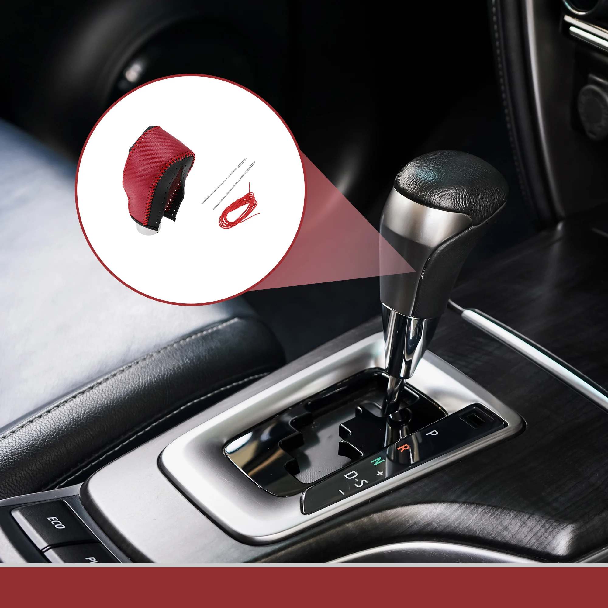 

Motoforti противоскользящий чехол для ручки переключения передач, автомобильная палка, защита ручки переключения передач для Honda CRV, красная искусственная кожа