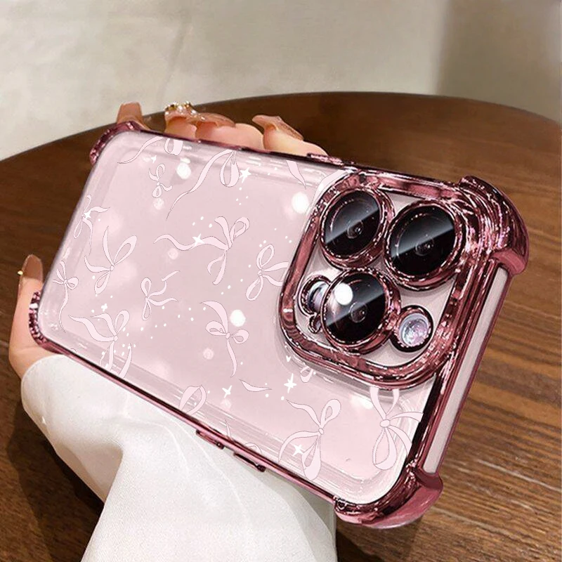 Elegant Pretty Bow Clear Case For OPPO Reno 16F 16 15F 15 14F 14 13F 12F 11F 13 12 Pro Plus A6X A5X A6 A5 Pro 5G Luxury Casing