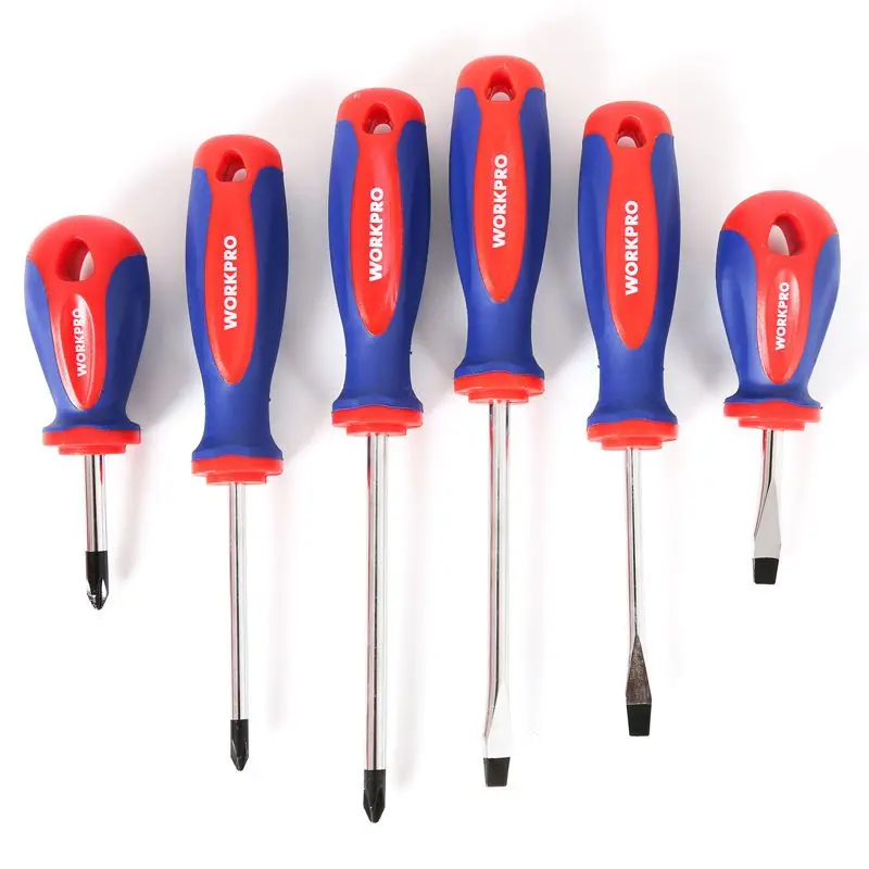 Workpro 6Pcs Multipurpose Handle Screwdrivers Set With Magnetic Security Repair Hand Tools Cross/Straight Type Screw Driver Suit