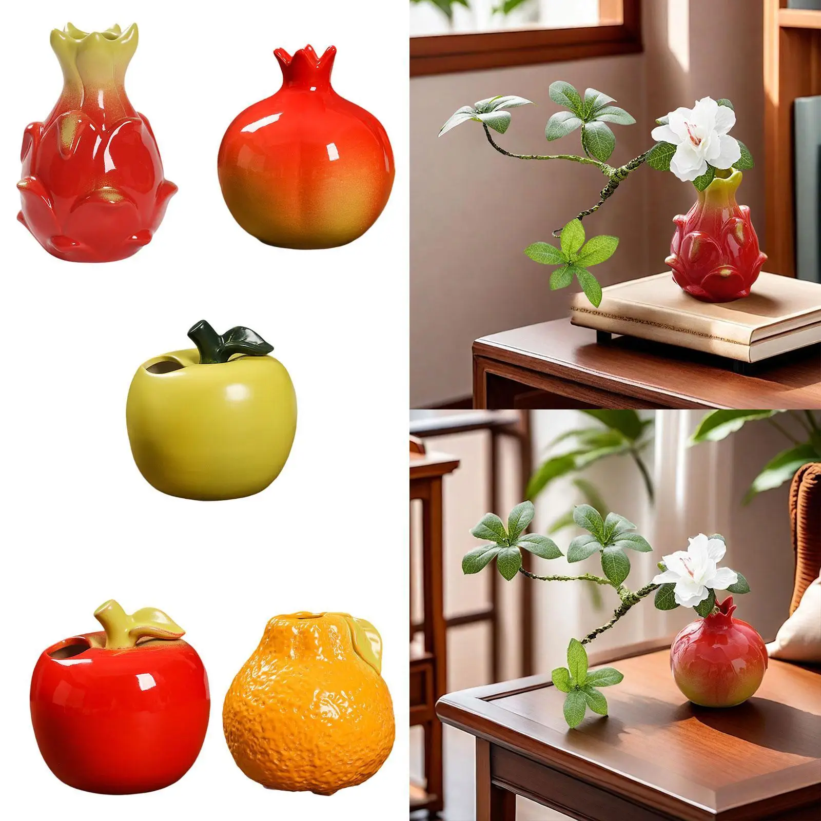 Propagation Vase Entryway Dried Flowers Plant Holder Wedding Decorative Vase Office Plant Pot Fruit Shaped Ceramic Flower Vase
