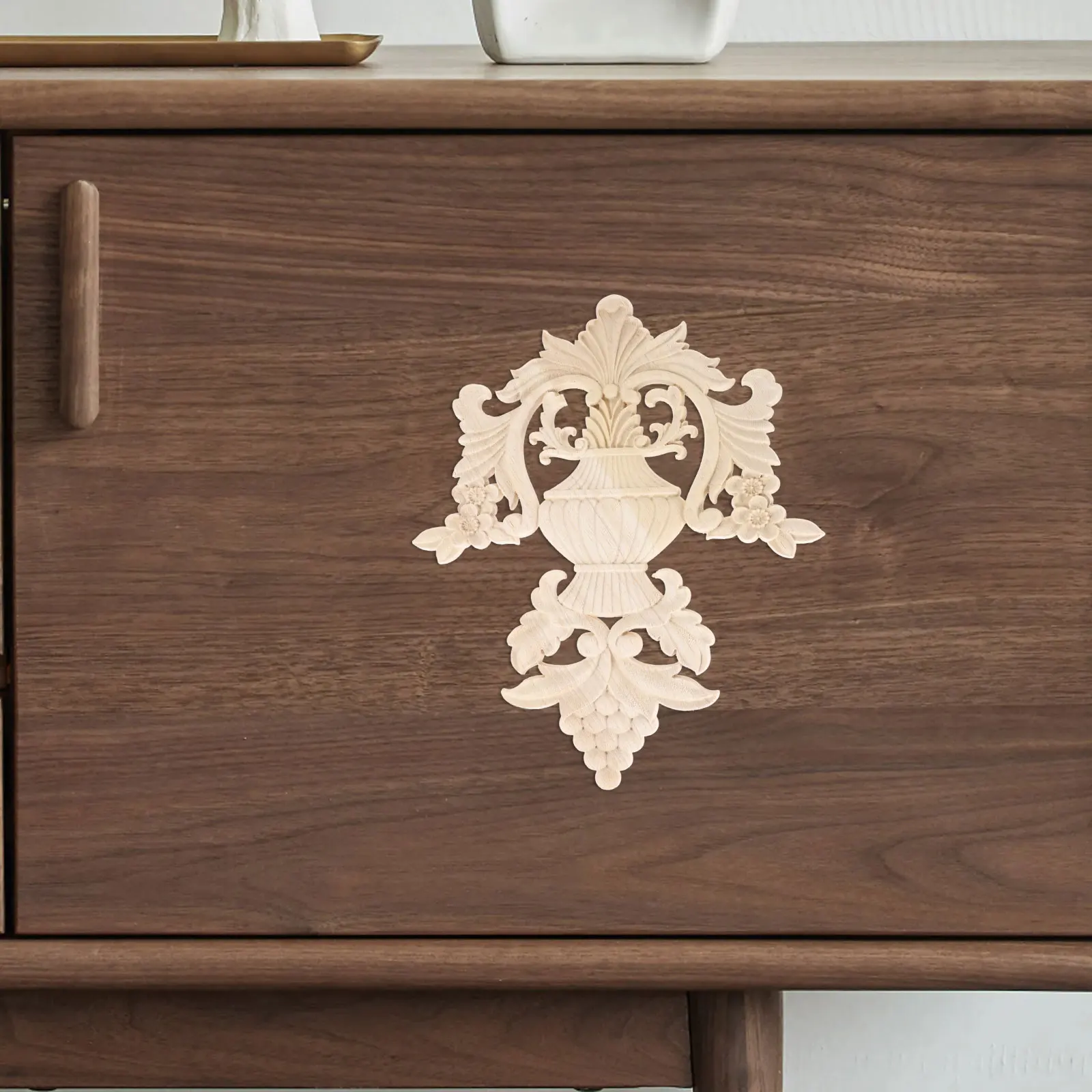 

1pc Wooden Carved Appliques Unpainted Wood Onlays For Furniture Diy Decor Cabinet Door Bed Craft Embellishments Home Decor