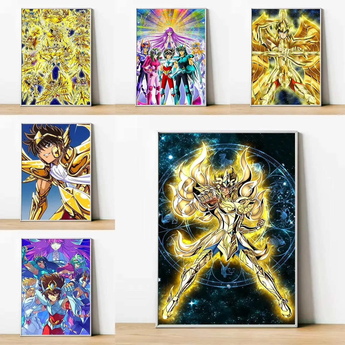 Affiche sur toile de dessin animé Saint Seiya Gold Saints, décor de salle de maison, peinture artistique murale