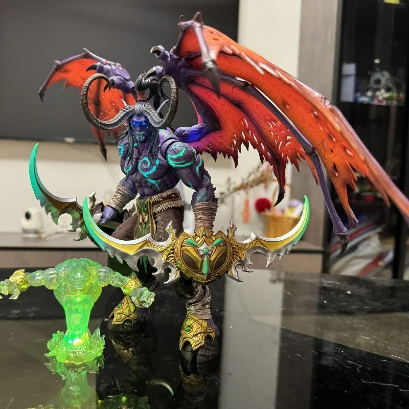 In Stock HERO TOYS Warcraft 3 Illidan Stormrage 24cm Movable Model Collection Toys Demon Hunter Demon Night Elf