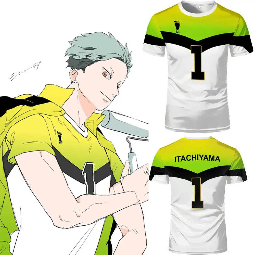 

Popular Anime Volleyball Boy ITACHIYAMA Team Uniform Summer Sports Breathable Ball Uniform Men And Women Trendy Round Neck Top