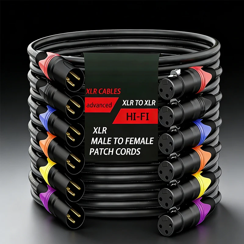 XLR Microphone Cable 3-Pin Male to Female 50cm 1m 2m 3m 5m 10m Balanced Audio Cable for Mic Speaker Amplifier PA System