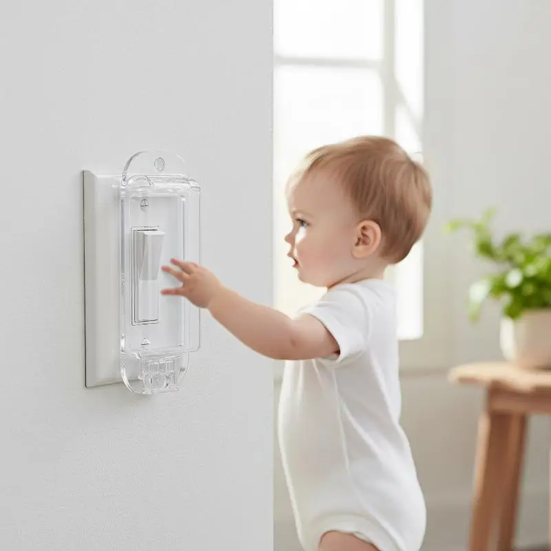 Toddler Proof Rocker Switch Protection Cover Transparent Non-Toxic Anti Shock for Home Apartment Nursery Baby Care