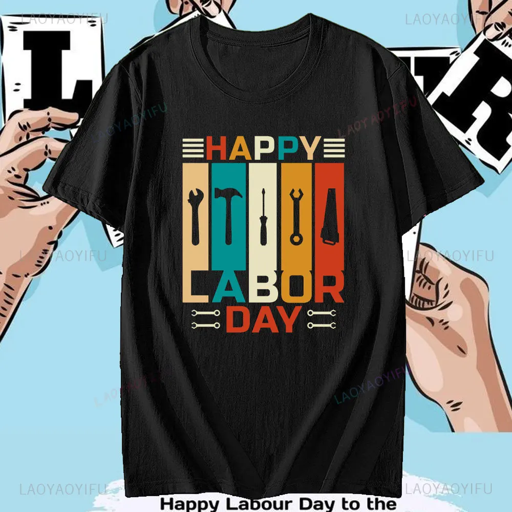 

Рубашка для работников, Подарочная рубашка с американским флагом, футболка на день счастья труда, модные мужские и женские футболки, хлопковые персонализированные с короткими рукавами