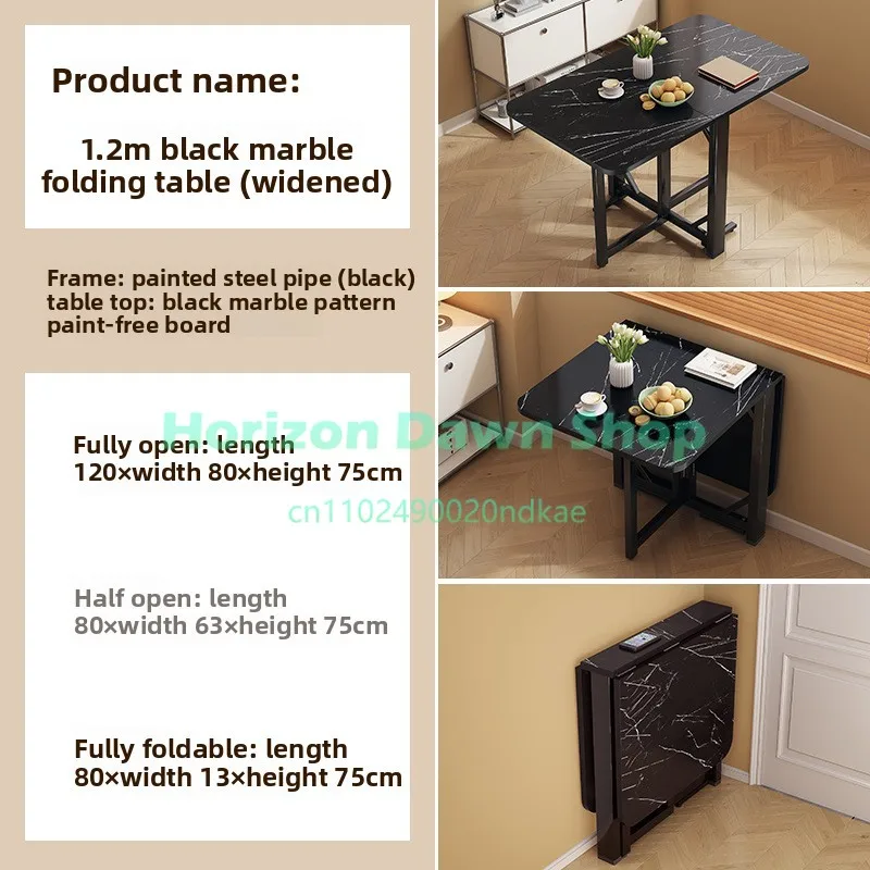 Folding dining table household small apartment simple eating table rental room movable multi-function invisible folding table