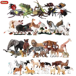 Oenux Zoo Set Simulation Animals Wild Lion Tiger Insect Action Figure Farm Poultry Horse Cow Pig Figurines Model Educational Toy