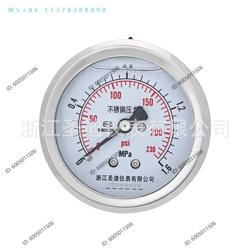 Stainless Steel Axial Infinity Seismic Pressure Gauge YN60ZBF Panel Pressure Gauge Hydraulic Measuring Instrument