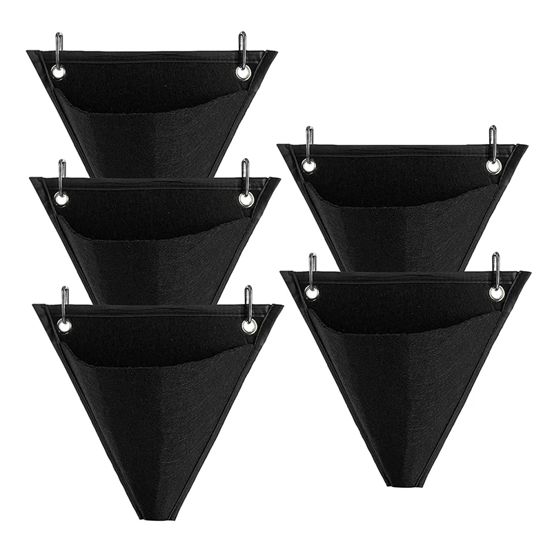 

5 Pack Plants Hanging Bags,Triple-Cornered Non Woven Fabric Plant Grow Bags Wall Hanging Plant Pots For Indoor Outdoor