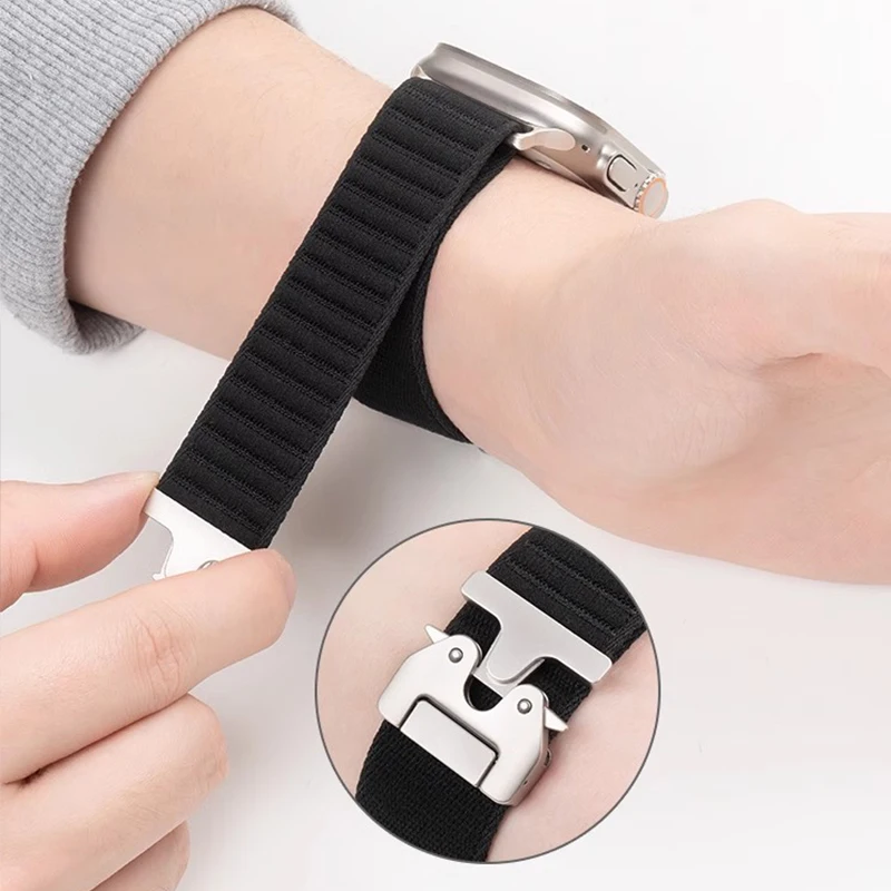 Nylon Strap for Apple Watch Ultra 2 Band 49mm 10 9 8 7 45mm 41mm 44mm 46mm 42mm Braided Elastic Bracelet for IWatch Series 6 SE