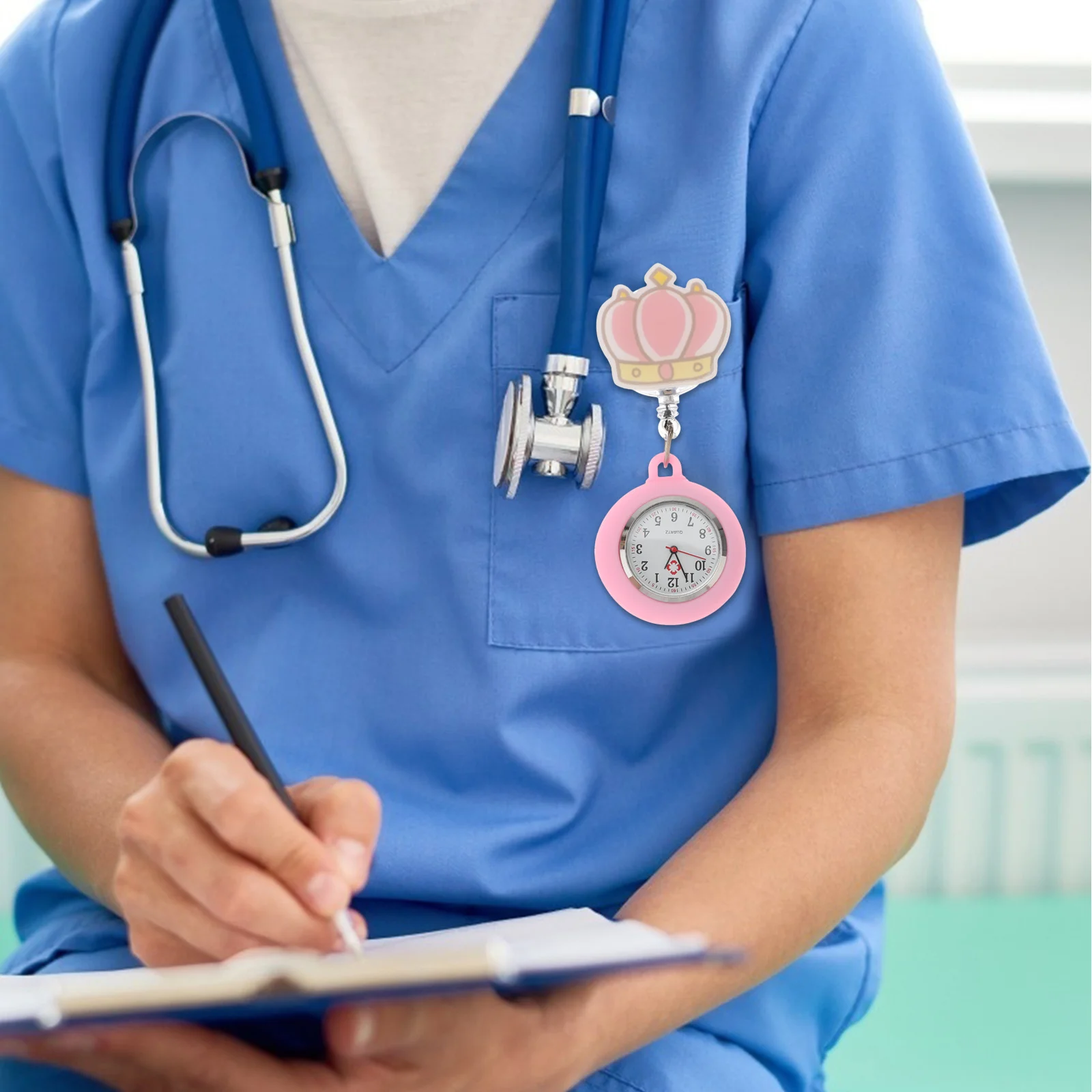 1 قطعة لمط سيليكون مضيئة ممرضة ساعة الجيب الساخن بالون تصميم الكرتون ساعة للممرضات الأطباء ساعة