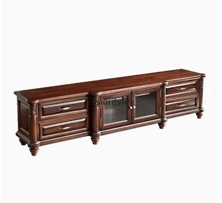 FGAmerican country luxury retro mahogany all-solid wood TV cabinet