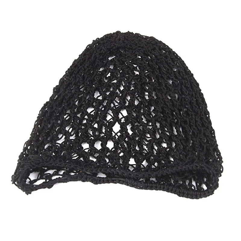 Gorro de ganchillo de red de rayón suave para mujer, negro, 4 unidades