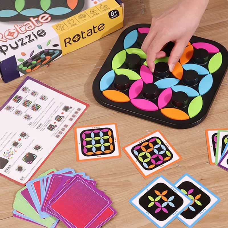 회전 퍼즐 게임, 어린이 논리적 사고 훈련 회전 퍼즐 체스 게임 3D 직소 퍼즐 두뇌 자극 교육용 장난감