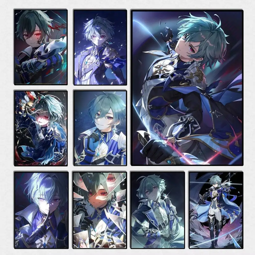Game Genshin Impact Lohen Poster, ausgefallener Wandaufkleber für Wohnzimmer, Bar, Dekoration, Wanddekoration