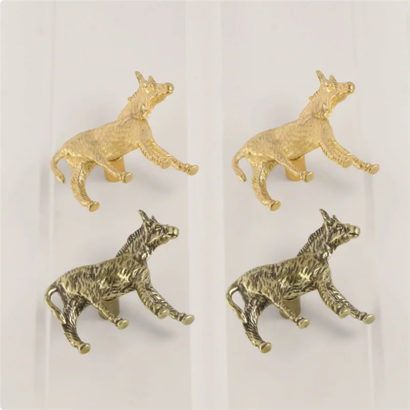 Diligent Donkey Furniture Handle Drawer Knob Brass Animal Handles For Kitchen Wine Cabinet Door Cupboard Wardrobe Closet Pulls