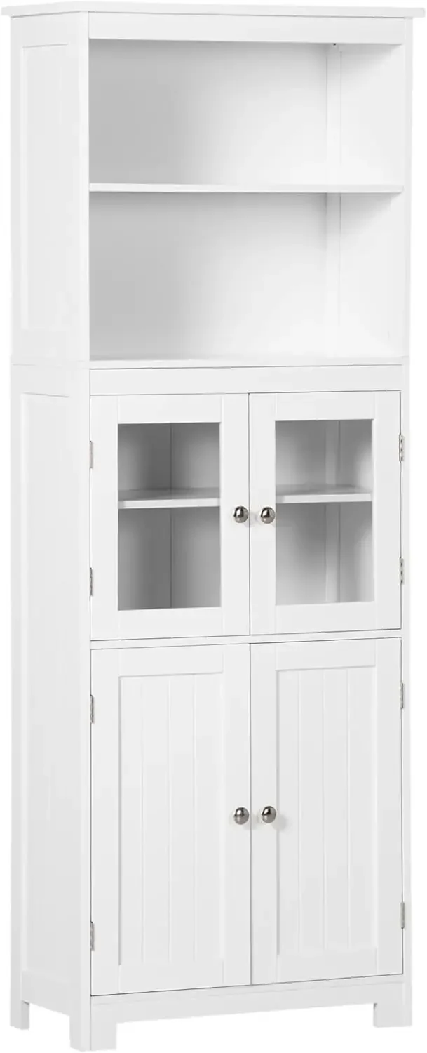 Buffet pequeño con hucha, despensa de cocina de 4 puertas, armario de almacenamiento independiente con estante ajustable para comedor, 63"