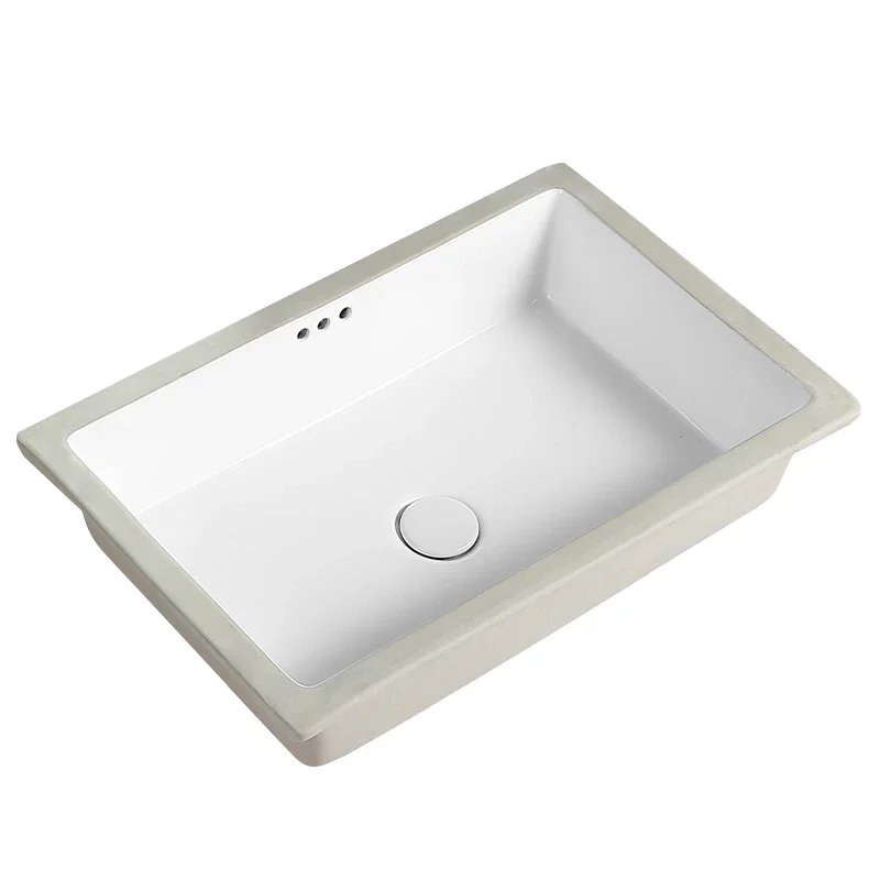 Square under-counter wash basin Ceramic embedded household balcony wash basin Large capacity three-hole stone under-basin wash