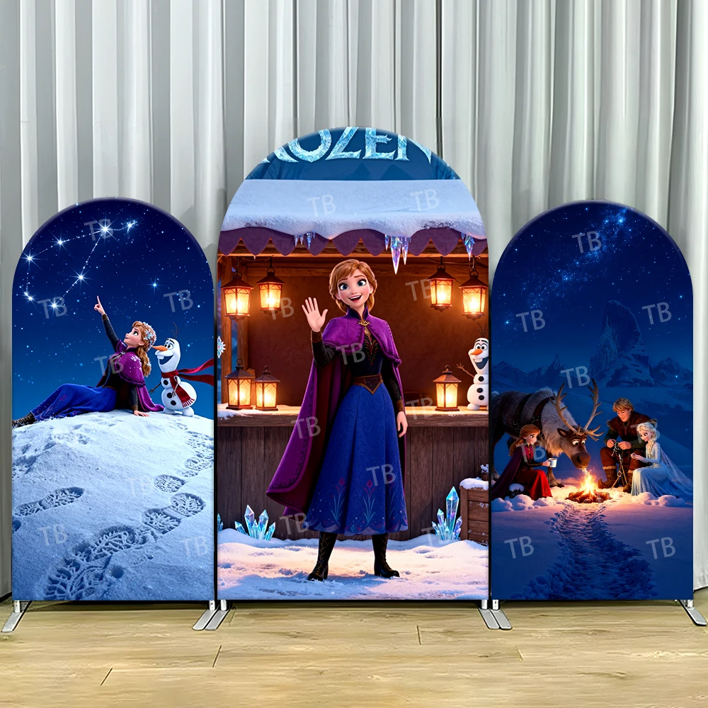 

Disney Frozen Elsa Arch Backdrop Cover Snow Scene For Kids Birthday Party Magical Cartoon Theme Photo Booth Decor Prop