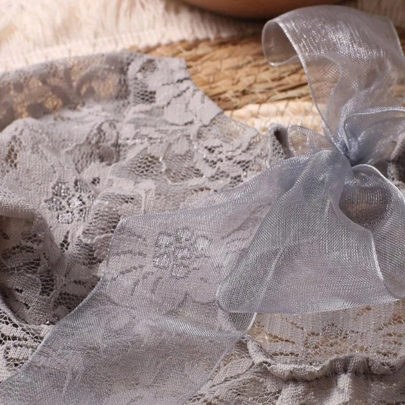 J15U مجموعة عصابة رأس من الدانتيل الناعم للتصوير الفوتوغرافي لحديثي الولادة لصور الأطفال الجذابة #4