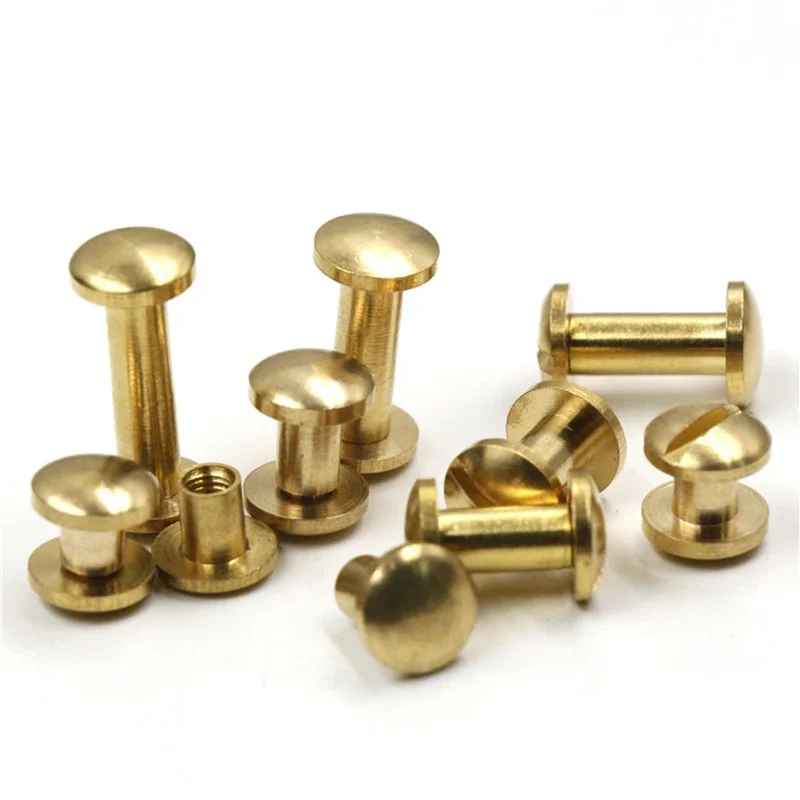 10pcs Solid Brass Binding Chicago Screws Nail Stud Rivets For Photo Album Leather Craft Studs Belt Wallet Fasteners 8mm Dome Cap