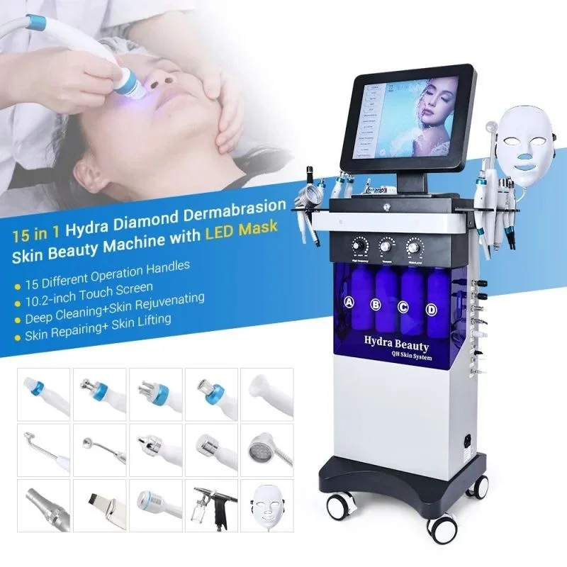 2025 Top quality Low Price 15 in 1 Hydra Oxygen Jet Dermabrasion Hydro Aqua Peeling Beauty Face Equipment Salon Facial Machine