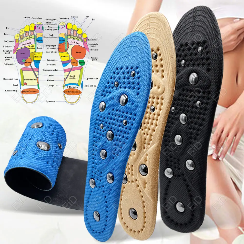  Ultrathin Magnetic Acupressure Insoles Sports Insoles Acupoint  Massage Plantar Fasciiti Template Orthopedic Insoles Men Wome