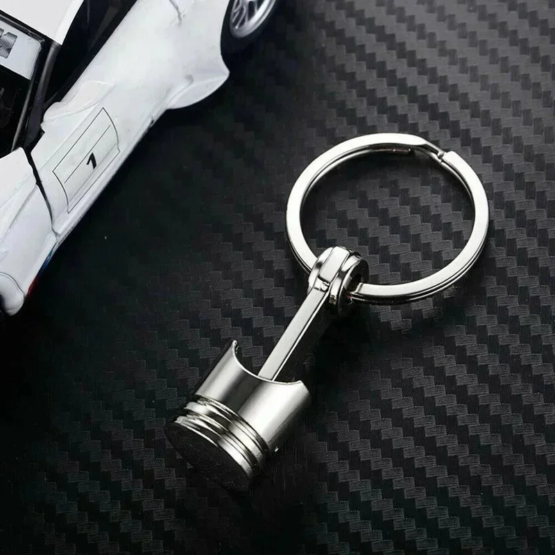 1/2/4/6pcs Car Engine Piston Style Keychain Key Ring Creative Metal Piston Model Keyring Keyfob Key Pendant KeyChain Decor